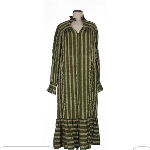 Alexa Chung Striped Green and olive Dress